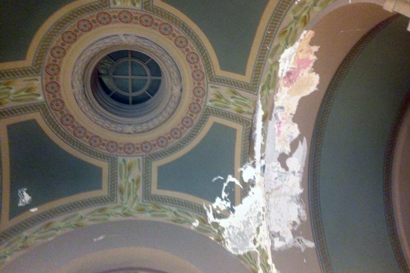Plaster wall damaged by water intrusion
